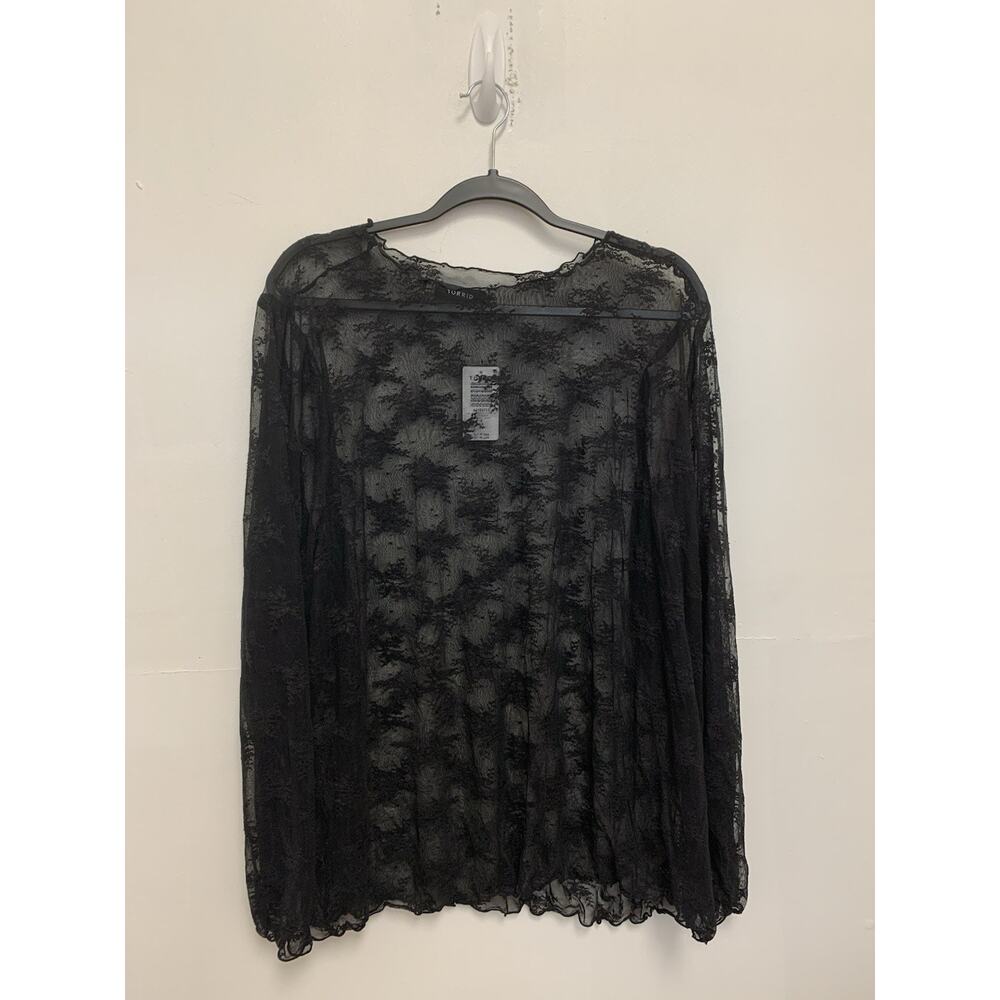 Torrid Sheer Lace Crew Neck Long Sleeve Blouse Size 4x